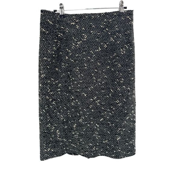 Nanette Lepore Black & White Tweed Pencil Skirt Size 10 Wool Blend Made in NYC - Picture 1 of 6